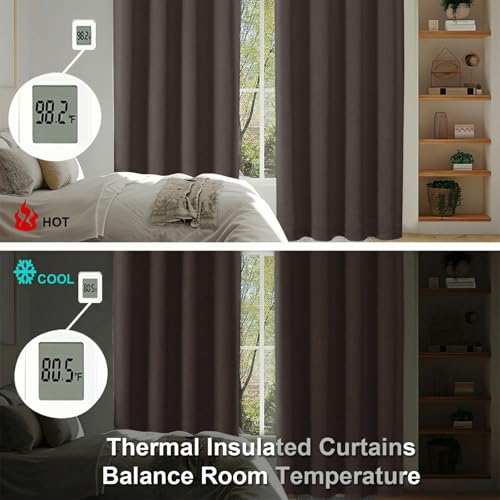 Ava Chocolate Blackout Curtains for Bedroom 90 Inches Long 2 Panels Set (Chocolate / 50"W x 90"L (Pack of 2))