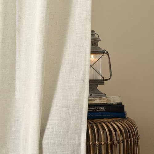 Linen Curtains 96 Inch Length 2 Panel Sets (Beige / 100"W x 96"L (Pack of 2))