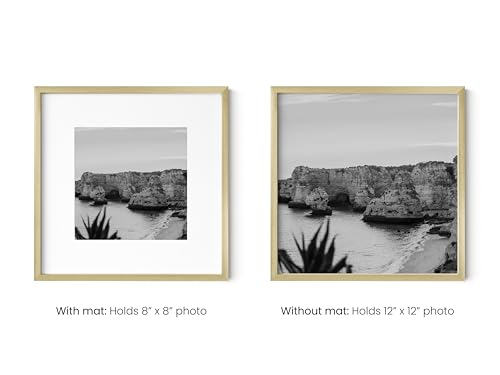 12x12 Gold Metal Picture Frames Matted to 8x8 (Set of 03 / Gold Metal / 12x12 in)