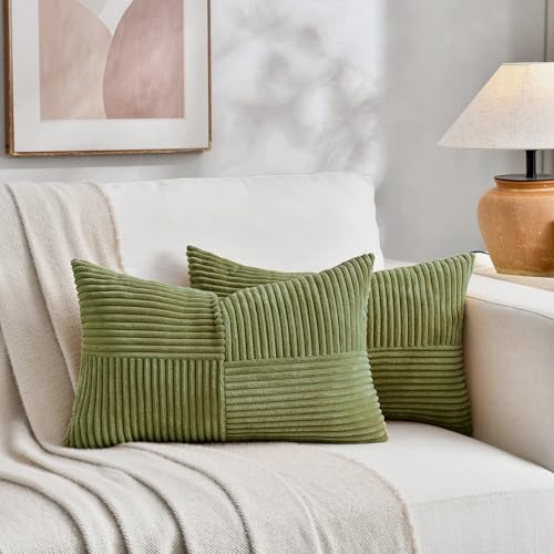 2 Packs Moss Green Lumbar Decorative Throw Pillow Covers 16x28 Inch for Living Room Couch Bed (Moss Green / 28" x 16" (Pack of 2))