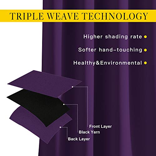 Insulated Curtains Blackout Draperies (Royal Purple / 52"W x 63"L (Pack of 2))