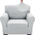 1 Piece Jacquard Chair Slipcovers for Living Room High Stretch Chair Covers with Arms Anti Slip Pets Friendly Couch Sofa Armchair Cover Furniture Protector (Small (31"-46") / New Pattern Silver Grey)