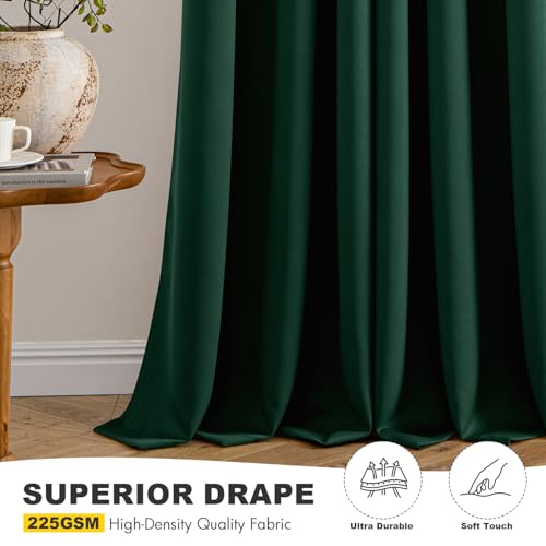 Blackout Curtains for Bedroom 2 Panel 40 x 45 Inch Long Hunter Green (Hunter Green / 40"W x 45"L (Pack of 2))