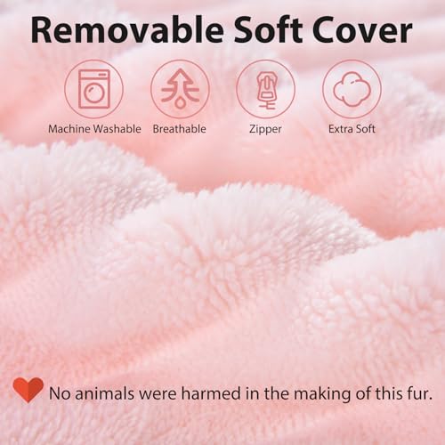 22" XL Back Pillow for Bed Sitting Up with Armrests & Big Pockets (Pink / XL(5'3"-5'11"))