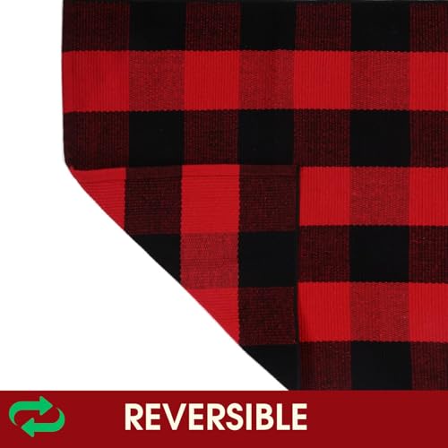 Christmas Red and Black Plaid Rug 8x10 ft (Red & Black Plaid / 7'7" x 10' (Rectangular))