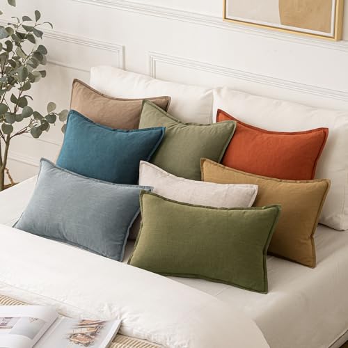 Decorative Linen Euro Sham Pillow Covers 22x22 Inch Blue (Blue / 22" x 22" (Pack of 2))