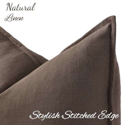 Fall Brown Linen Throw Pillow Covers 26x26 Set of 2 (Linen Brown / 26" x 26" (Pack of 2))