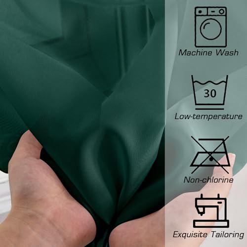 Green Sheer Curtains 72 Inches Long 2 Panels Set for Christmas Decoration (Hunter Green / 42"W x 72"L (Pack of 2))