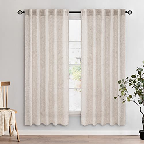 Natural White Linen Curtains 37x72 Inch Length 2 Panels (37"W x 72"L (Pack of 2) / Natural Linen White)