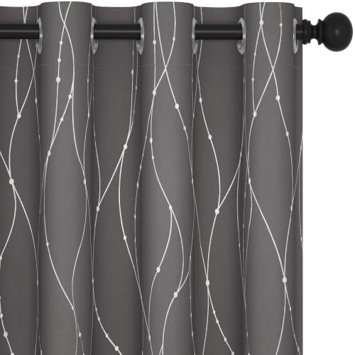 Living Room Curtains 84 Inches Long (Light Grey/Wave Dots / 52"W x 84"L (Pack of 2))