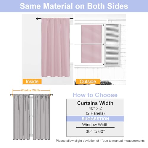 Ava Blush Blackout Curtains for Bedroom (Blush / 40"W x 72"L (Pack of 2))