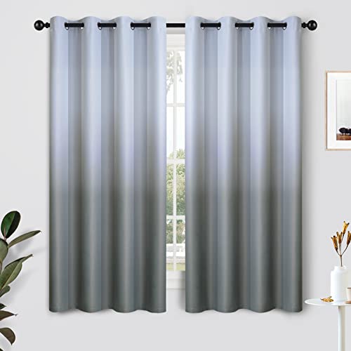 Ombre Gradient Grey White to Gray Curtains for Bedroom (52"W x 63"L (Pack of 2) / Grey and White)