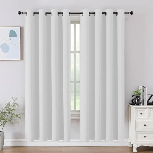 Blackout Curtains 63 Inch Length 2 Panels Set (Greyish White / 52"W x 63"L (Pack of 2))