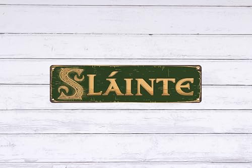 Vintage Irish Slainte Cheers Metal Sign 4x16 In Retro Beer Wall Decor For Man Cave Bar And Home Metal Outdoor Decor (Slainte)