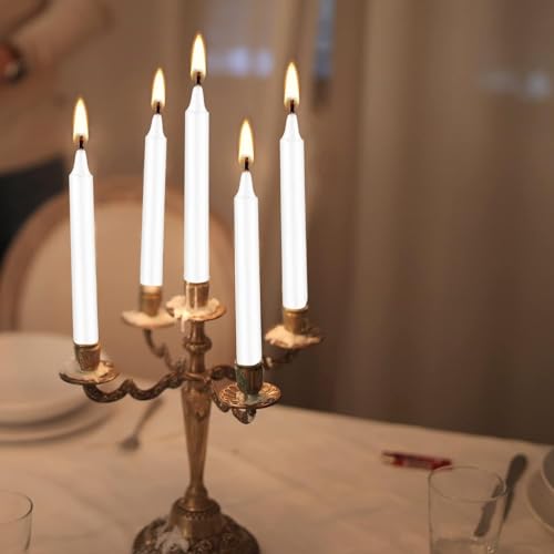 Set of 40 White Candles Mini Unscented Taper Candles for Christmas (White-4" 40)