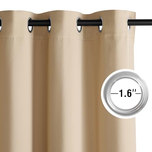 Beige Room Darkening Curtains 36 Inches Long 2 Panels for Living Room (Biscotti Beige / 40"W x 36"L (Pack of 2))