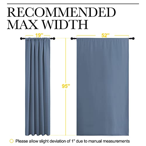 Blackout Curtains Window Draperies (Stone Blue / 52"W x 95"L (Pack of 2))