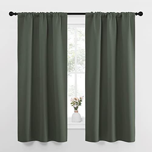 Bedroom Curtains Blackout Draperies (Dark Mallard / 34"W x 63"L (Pack of 2))