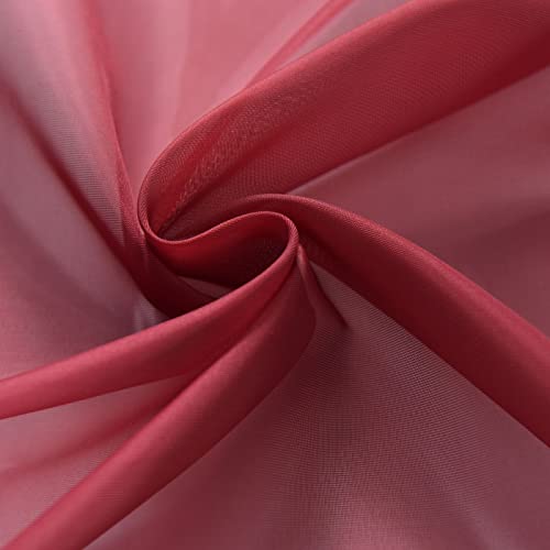 Basic Rod Pocket Sheer Voile Window Curtain Panels Burgundy 1 Pair 2 Panels 52 Width 63 Inch Long for Kitchen Bedroom Children Living Room Yard (Burgundy / 52"W x 63"L (Pack of 2))