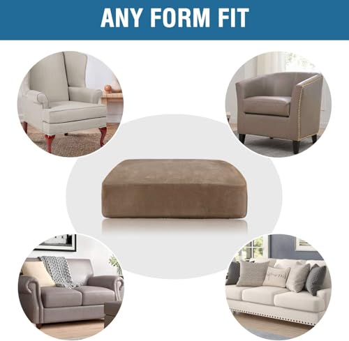 Velvet Stretch Couch Cushion Cover Plush Cushion Slipcover for Chair Loveseat Sofa Cushion Furniture Protector Seat Cushion Sofa Cover (Camel / 2 Cushion Loveseat)