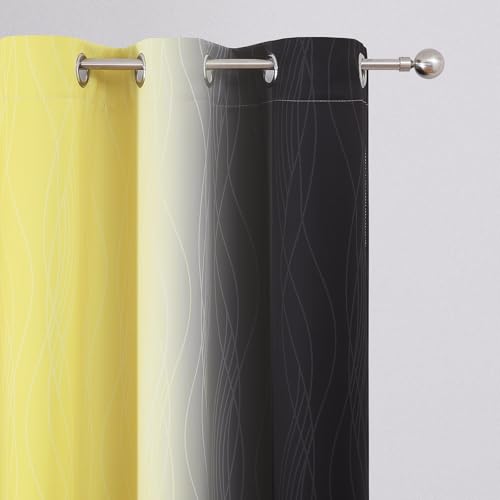 Black and Yellow Ombre Blackout Curtains 72 Inches Long (Black and Yellow / 42"W x 72"L (Pack of 2))