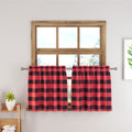 Buffalo Check Plaid Christmas Valances Gingham 2 Pack Tiers Rod Pocket Red and Black Farmhouse Short Curtains For Windows Decor Small Curtains Over Sink For Kitchen (34"W x 24"L (Pack of 2) / Red and Black)