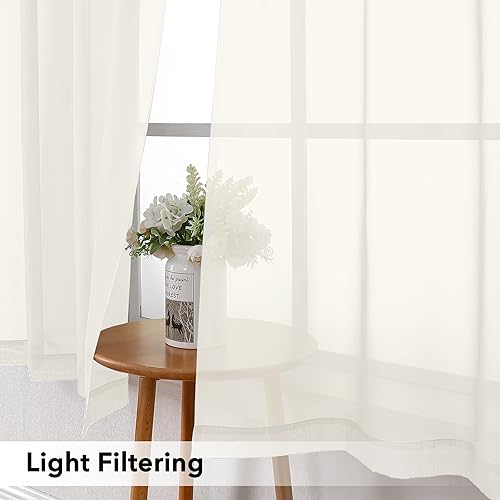 Ivory Tier Curtains for Kitchen 24 Inches Long 2 Panels Set (Ivory / 42"W x 24"L (Pack of 2))