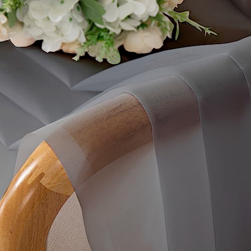 Grey Sheer Curtains 72 Inches Long 2 Panels for Living Room (Charcoal Grey / 42"W x 72"L (Pack of 2))
