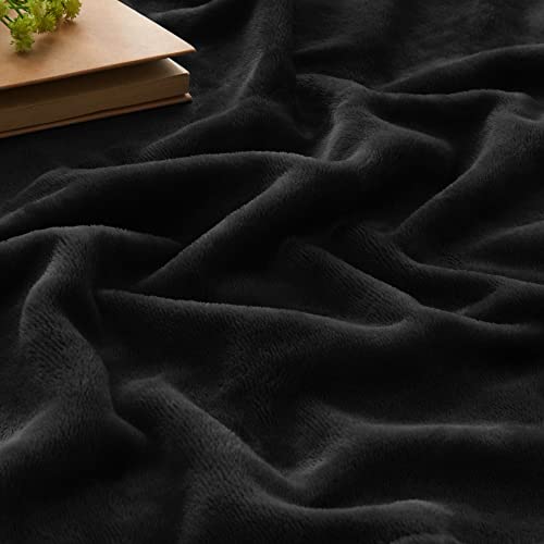 Fleece Blanket Soft Plush Queen Size Bed Blanket Black 90"x90" (Black / Queen(90"x90"))