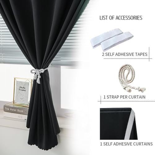 Adhesive Blackout Curtains (59"W x 84"L (Pack of 1) / Black)