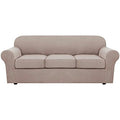 4 Piece Stretch Sofa Covers for 3 Cushion Couch Covers for Living Room Slipcovers (Large / Sand)