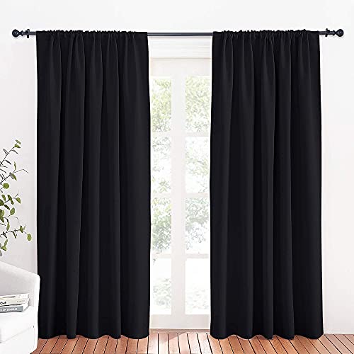 Large Blackout Curtains for Bedroom Living Room 84 inches Long (Black / 70"W x 84"L (Pack of 2))