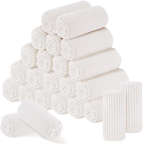 24 Pcs Flannel Blankets Bulk (Cream White)