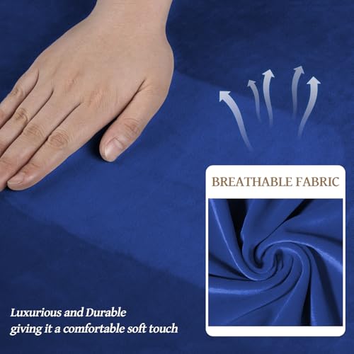 4 Pieces Couch Cover for Sofa Velvet Sofa Cover Washable (Large / Royal Blue)