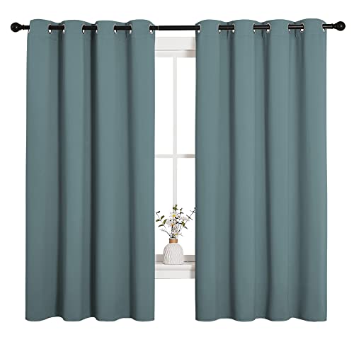 Modern Blackout Curtains Noise Reducing (Greyish Blue / 55"W x 68"L (Pack of 2))