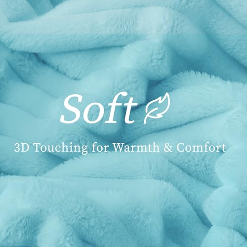 Ribbed Fleece Throw Blanket for Couch (Sky Blue / Throw(50"x60"))
