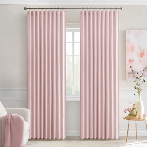 Light Pink Back Tab Blackout Curtains 52x90 Inch Long 2 Panels Set (Light Pink / 52"W x 90"L (Pack of 2))
