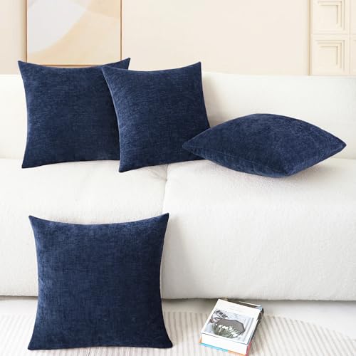 Decorative Couch Throw Pillow Covers 18 X 18 Inches Navy Blue (18" x 18" (Pack of 4) / Navy Blue)