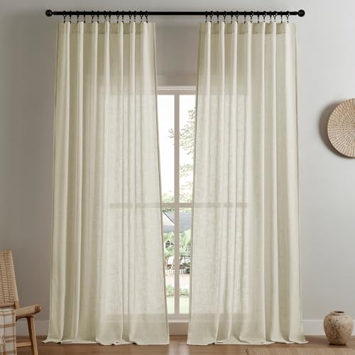 Linen Curtains 108 Inch Length 2 Panel Sets (Linen / 52"W x 108"L (Pack of 2))