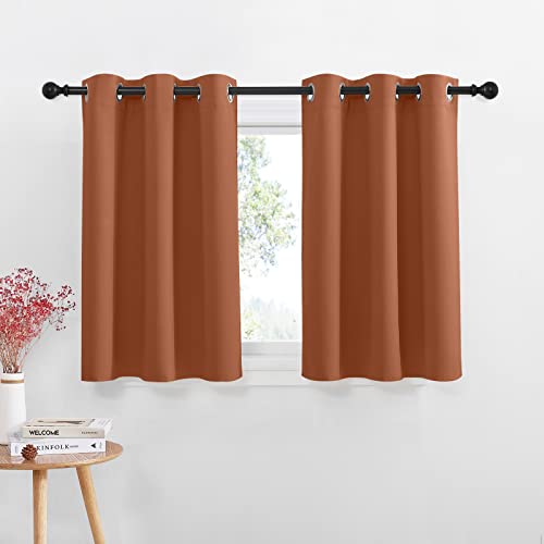 Valances for Windows Room Darkening for Bedroom Home Office (Burnt Orange / 42"W x 36"L (Pack of 2))