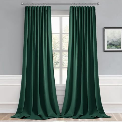 Christmas Hunter Green Back Tab Blackout Curtains 52"x96" 2 Panels (Hunter Green / 52"W x 96"L (Pack of 2))