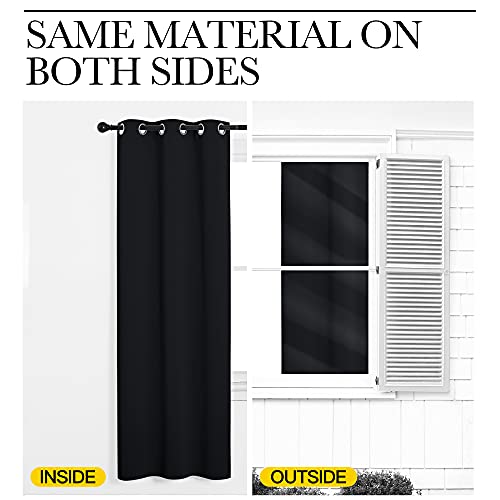 Bathroom Blackout Curtains and Drapes 48 inches Length (Black / 34"W x 48"L (Pack of 2))