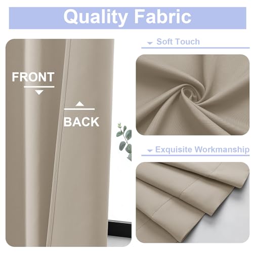 Biscotti Beige Blackout Curtains for Bedroom 102 Inches Long 2 Panels (Biscotti Beige / 50"W x 102"L (Pack of 2))