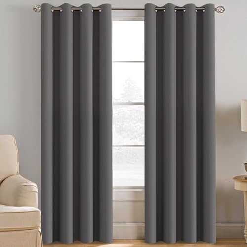 Blackout Curtain for Living Room Thermal Insulated Window Treatment Curtain Extra Long 108 inch Length Energy Saving Solid Grommet Blackout Drape (52"W x 108"L (Pack of 1) / Charcoal Gray)
