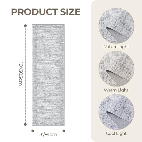 3x10 Runner Rug Non Slip (Grey/Ivory / 3' x 10' (Runner))