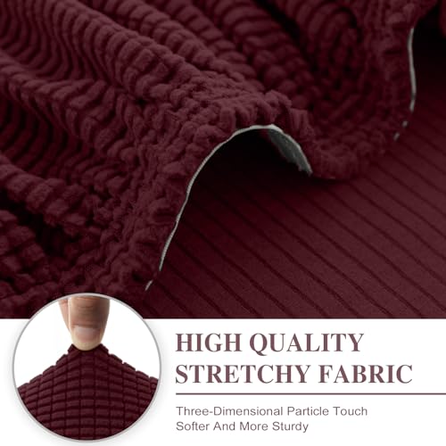 Couch Cushion Chaise Lounge Cover Washable Separate Seat Chaise Couch Cover Stretch Sectional Sofa Slipcover (Burgundy / Chaise Cover)