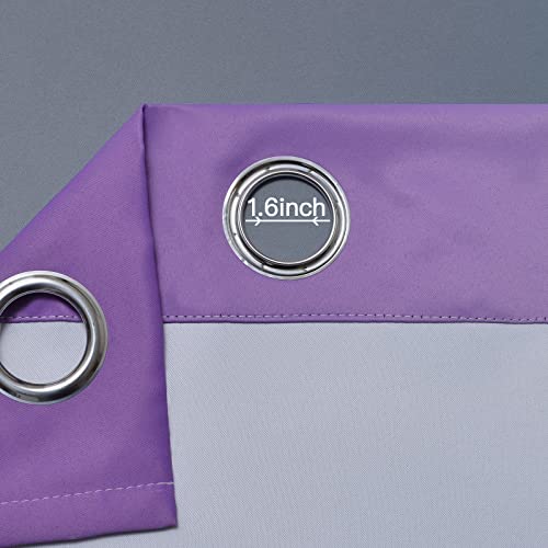 Ombre Purple and Grey Curtains for Bedroom (52"W x 63"L (Pack of 2) / Purple and Grey)