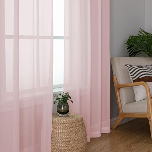 Blush Sheer Curtains 84 Inches Long (Blush / 59"W x 84"L (Pack of 2))