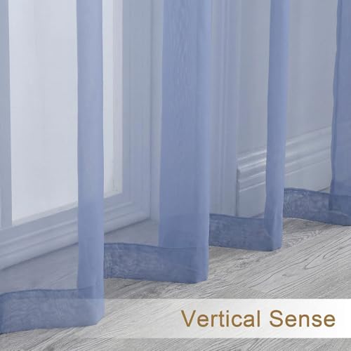 Sheer Curtains 45 Inch Long 2 Panels (Denim Blue / 42"W x 45"L (Pack of 2))