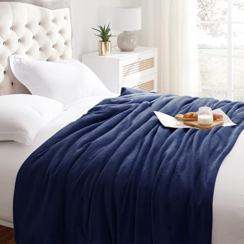 Fleece Blanket King Size Navy Lightweight Super Soft Cozy Luxury Microfiber Bed Blanket for All Seasons (Navy / King(108"x90"))